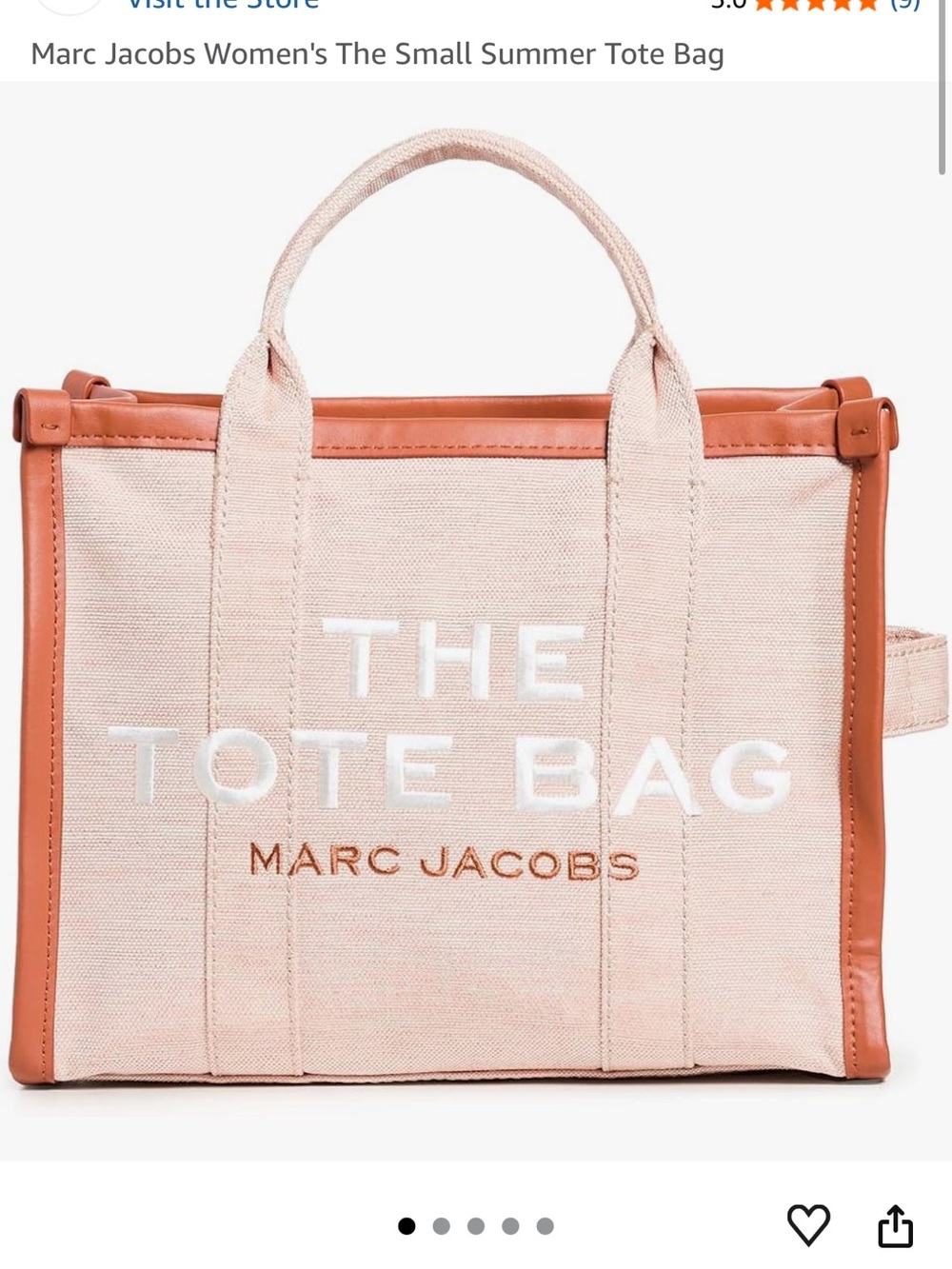 Marc Jacobs Small Tote in Pale Pink with Rust Trim